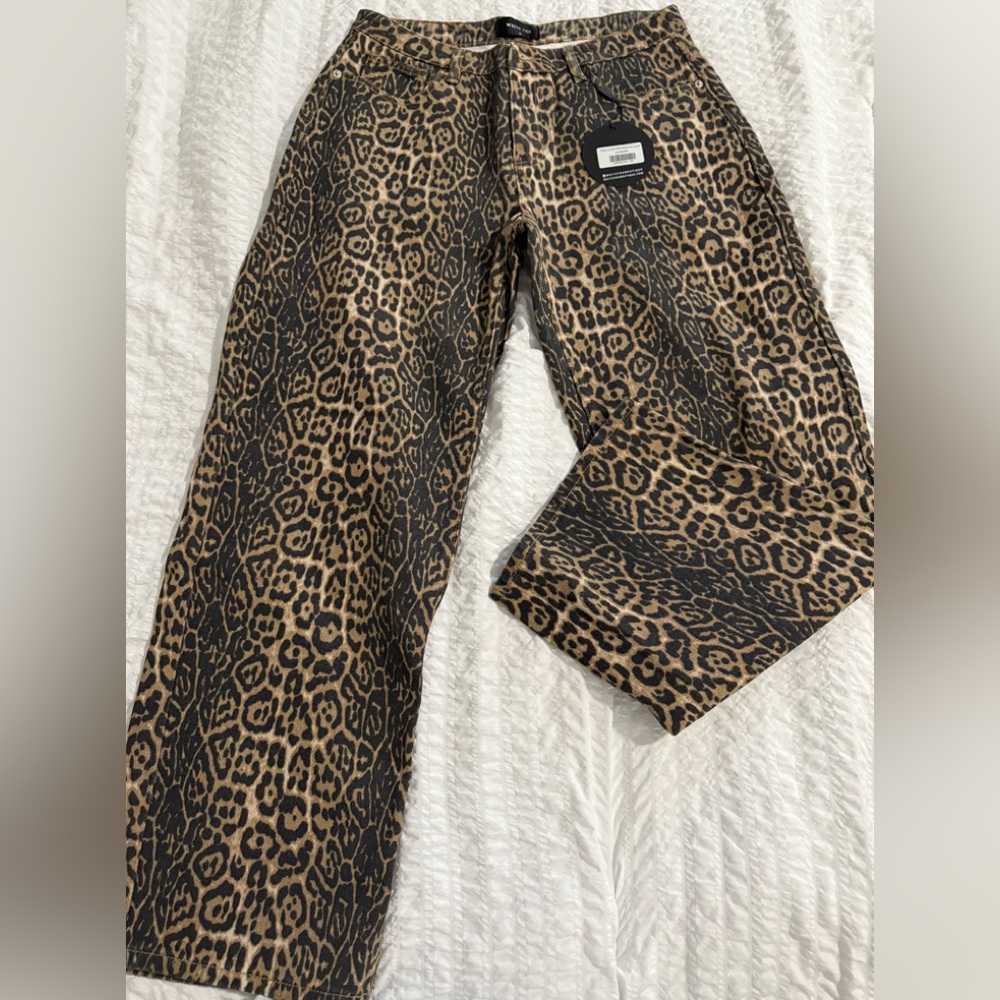 White Fox Boutique Leopard Print Jeans NWT